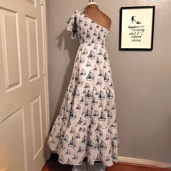 Kathleen Maeve Lauren Maxi Dress | Blue Sailboats NWOT - Picture 6 of 12
